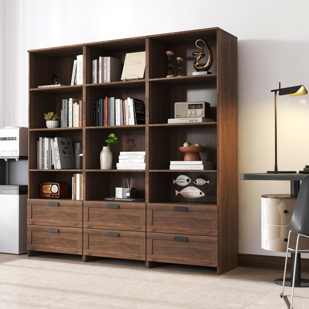 Bookshelf with Drawers, 70.87" Tall, 4 Shelf, Modern, Home Office, Living Room, Study
