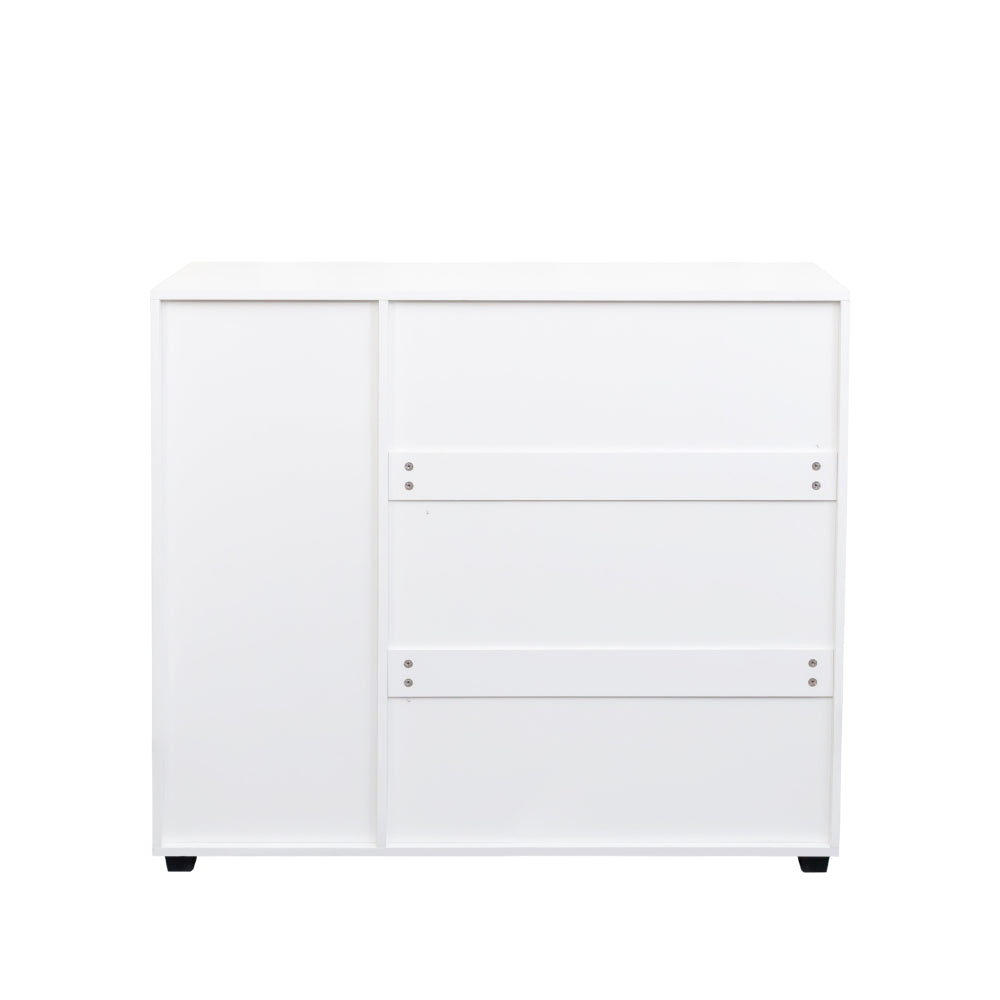 Shoe Cabinet, 5-Tier Shoe Storage Cabinet with Adjustable Shelves, Wooden Shoe Rack Organizer with Louvered Doors for Entryway, Hallway, Bedroom, Closet, Living Room