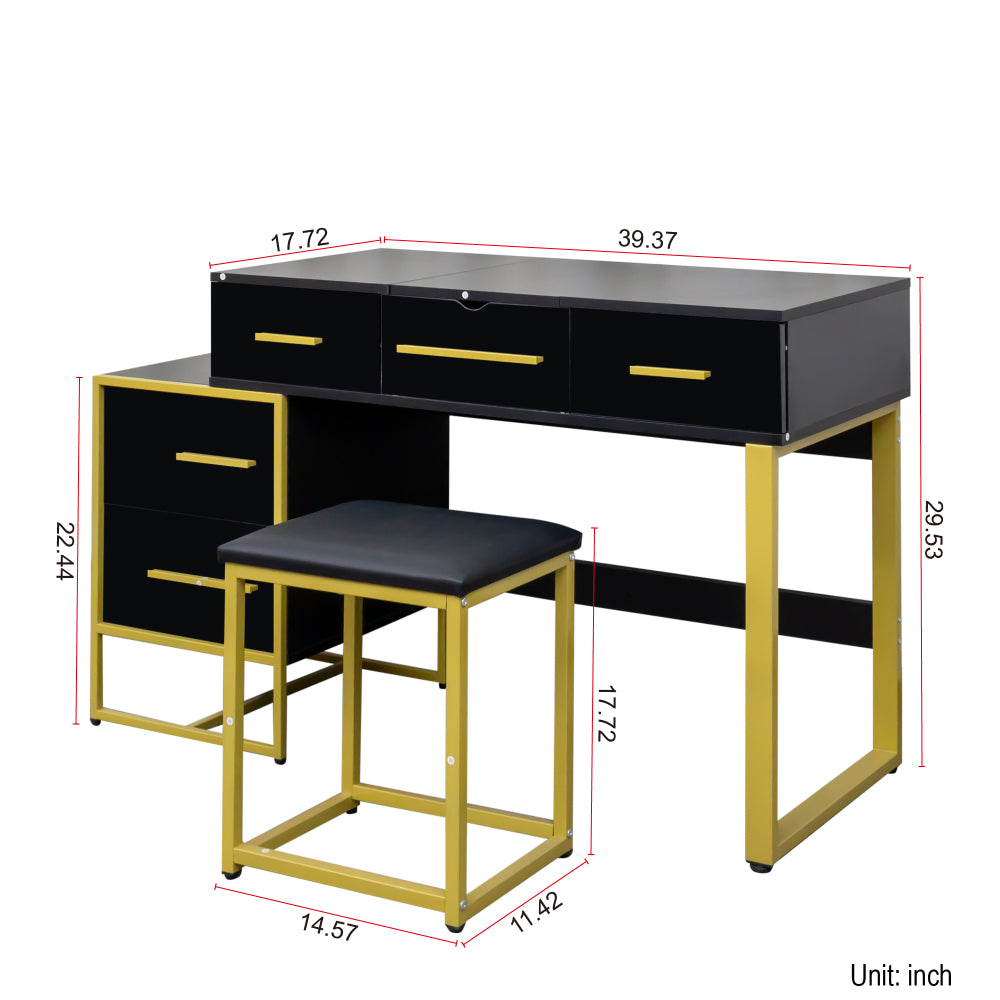 Makeup Vanity Set with Mirror , Dresser Table with Nightstand , with 4 Drawers
