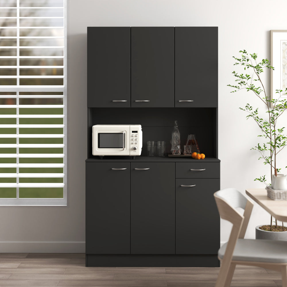 70.87" Tall Wardrobe& Kitchen Cabinet, with 6-Doors, 1-Open Shelves and 1-Drawer for bedroom,Black