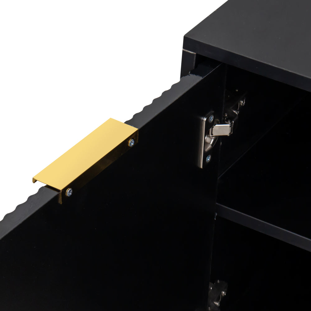 Modern warm Black TV cabinet for 80 inch TV Stands, for Living Room Bedroom