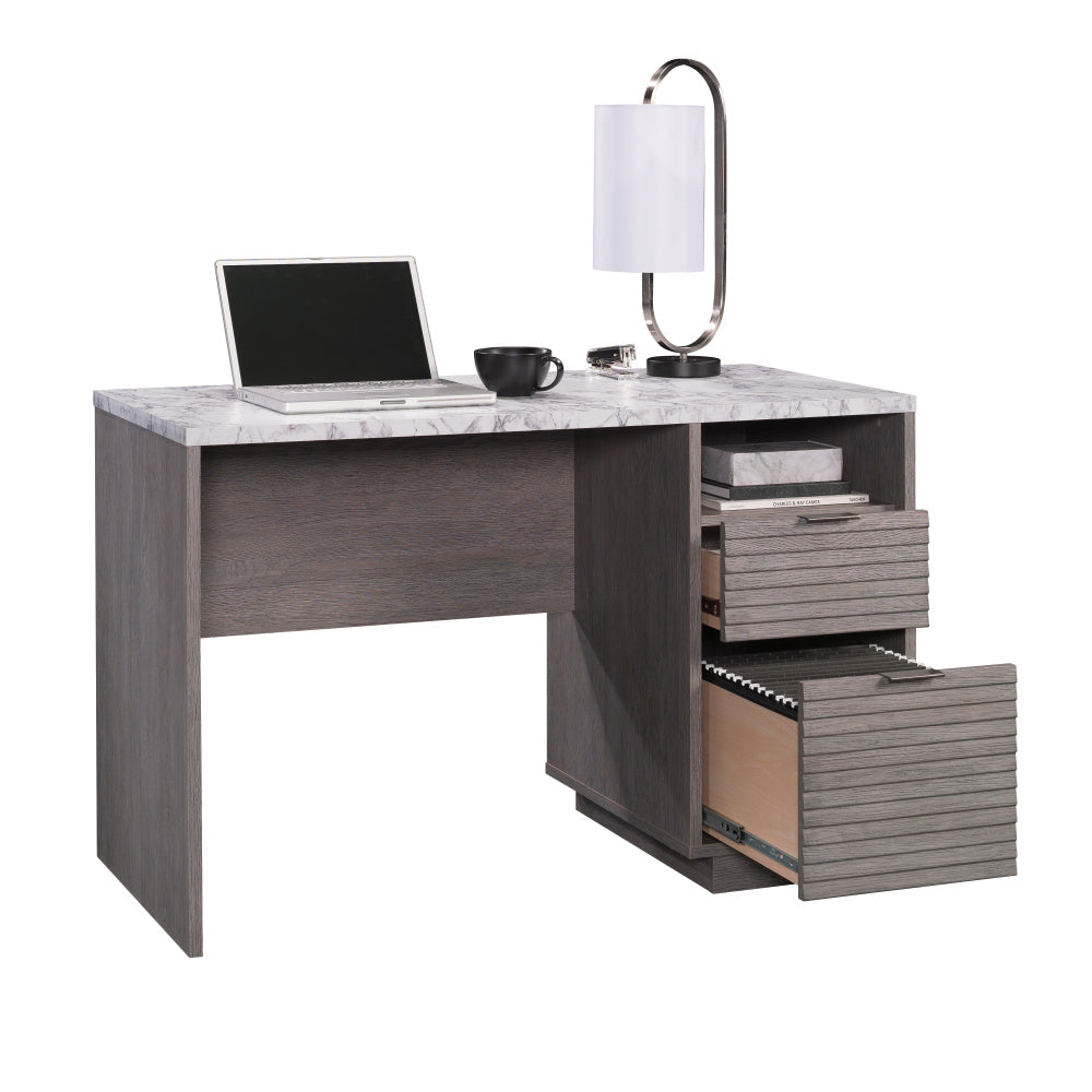 Sauder East Rock Contemporary Single Ped Desk, L: 47.17" x W: 23.47" x H: 30.00", Ashen Oak Finish