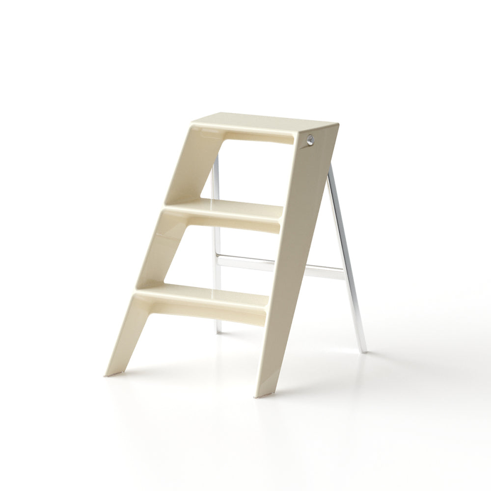 Home folding ladder frame indoor (white)multi-functional thick folding ladder stool simple creative anti-slip plastic edge table ladder frame