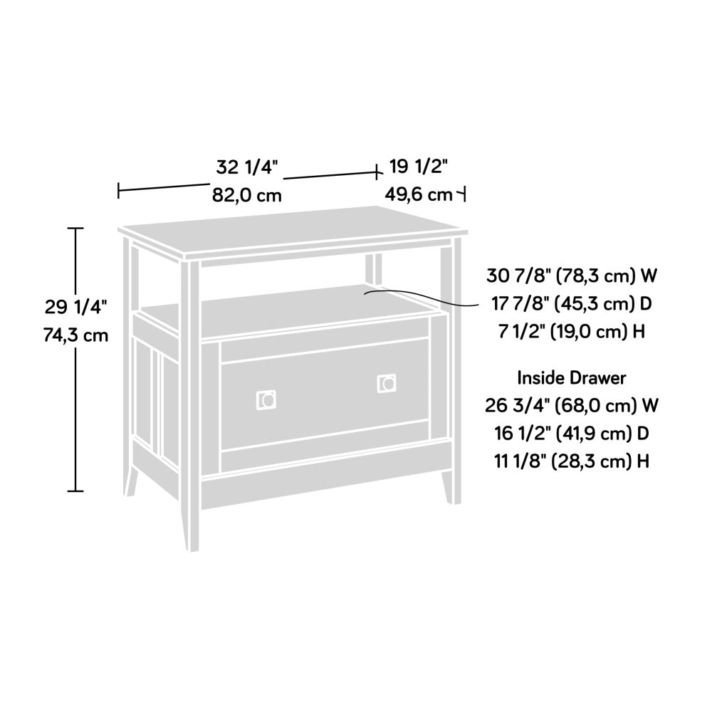 Sauder August Hill File Cabinet 1-Drawer with Open Shelf, Legal Siz