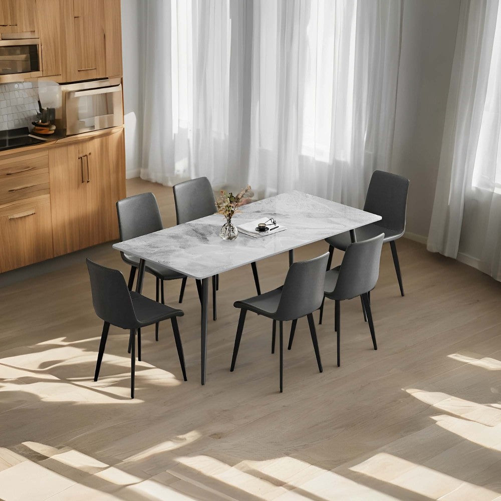Dining Chairs 2PCS, Modern Kitchen & Dining Room Chairs, Upholstered Faux Leather Cushion Seat and Sturdy Metal Legs