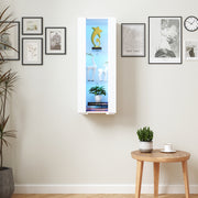 Storage Cabinets with aluminum strip lamp,with Glass Shelves, for Living Room/Bedroom/Office