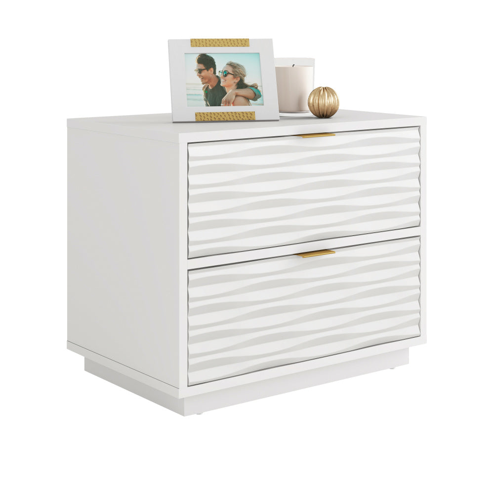 Sauder Morgan Main 2 Drawer Side Table, White Finish