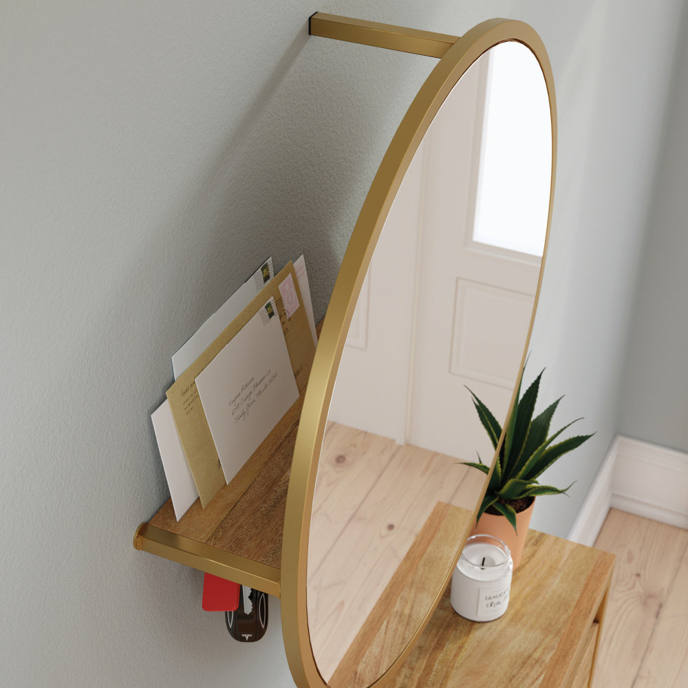 Sauder International Lux Wall-Mount Entryway Shoe Cabinet with Mirror/Pantry cabinets, Sindoori Mango Finish