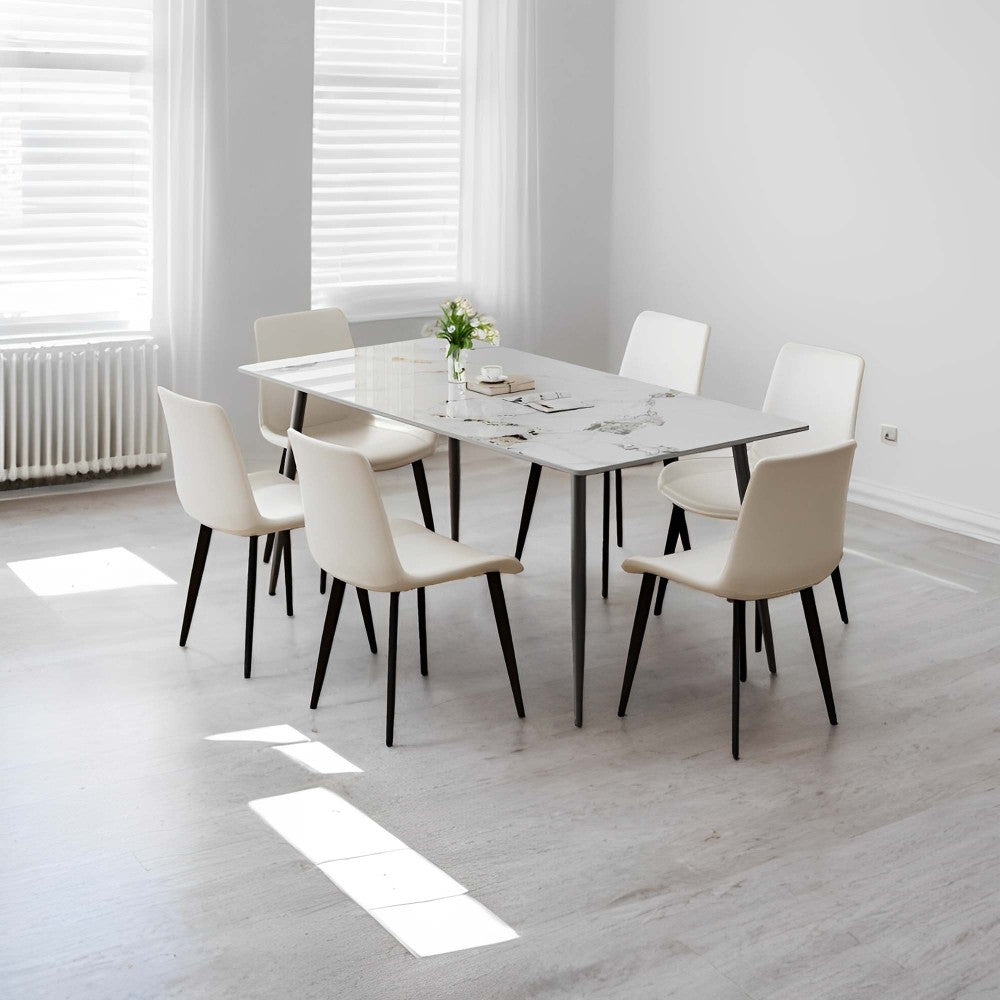 Dining Chairs 4PCS, Modern Kitchen & Dining Room Chairs, Upholstered Faux Leather Cushion Seat and Sturdy Metal Legs