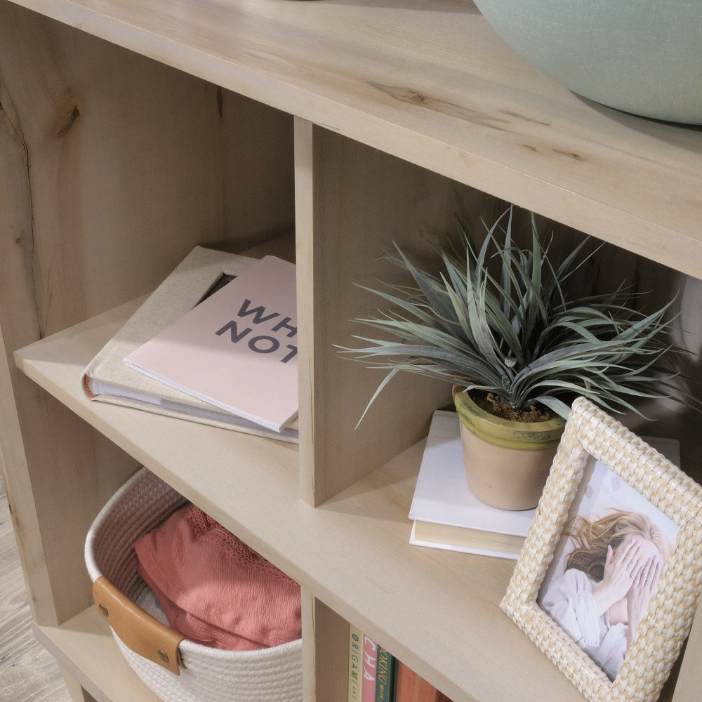 Sauder Willow Place Cubby Bookcase with Storage, Cubby Bookshelf, 53.15" W x 14.37" D x 45.3" H - Pacific Maple Finish