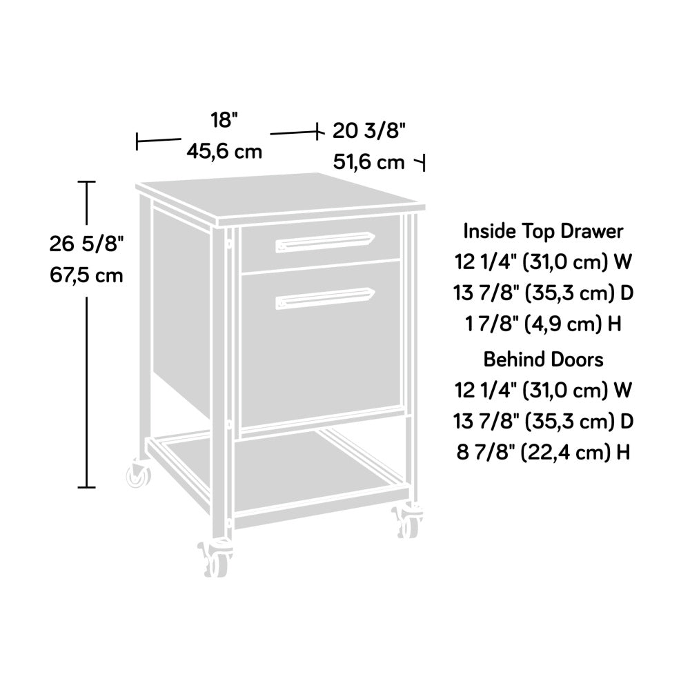 Sauder Briarbrook Mobile File, L: 17.95" x W: 20.32" x H: 26.58", Barrel Oak Finish