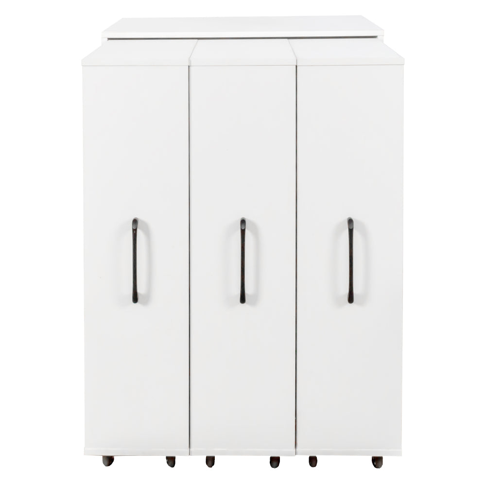 Bookcase with Three Pulled Out Doors Shelving Cabinet,3 Tier Floor Standing Bookcase,Slide Out Storage Bookcase file cabinet,Office Bedroom Living Room Hidden Storage Cabinet with Wheels