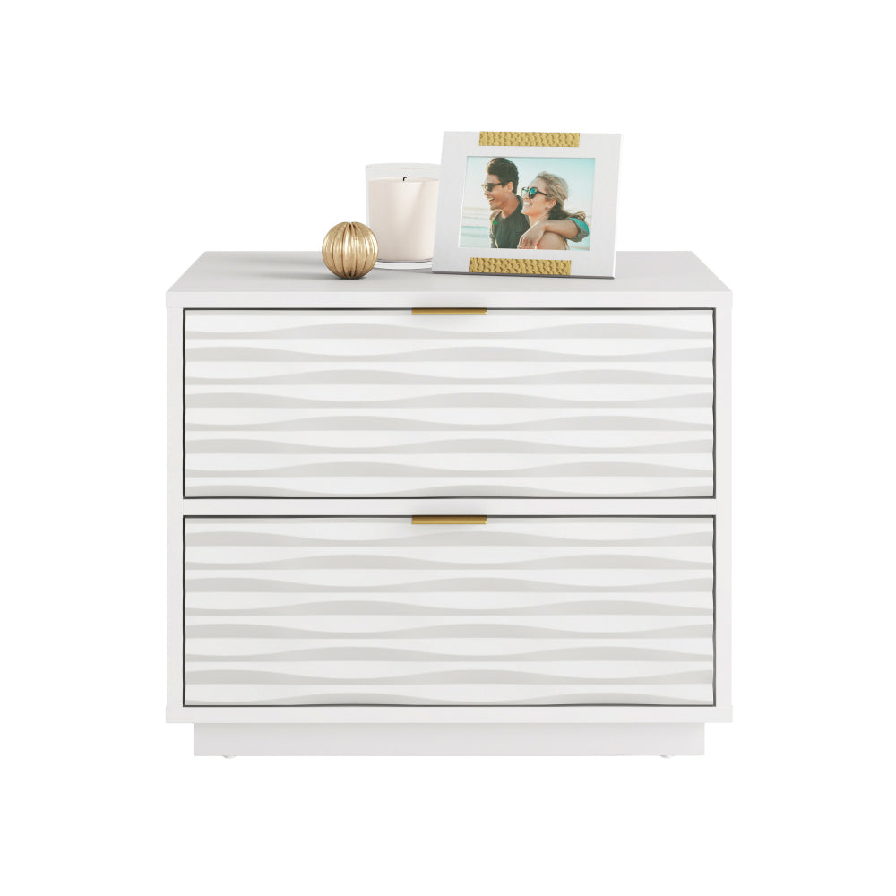 Sauder Morgan Main 2 Drawer Side Table, White Finish