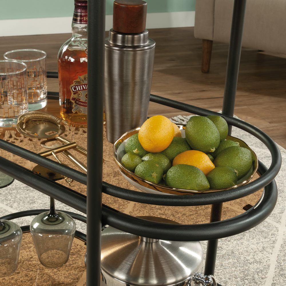 Coral Cape Modern Metal Bar Cart Black