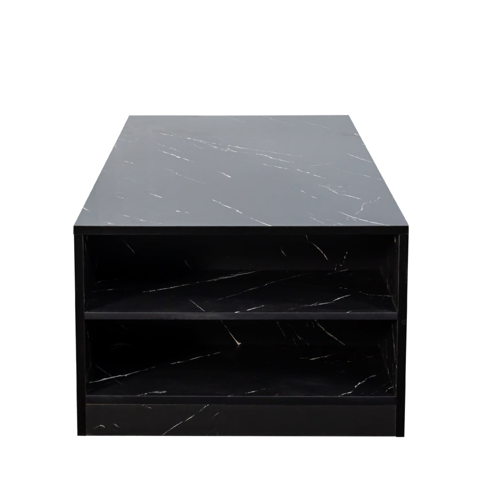 14.57IN High LED Coffee Table ,Modern Coffee Tables for Living Room, , Storage Coffee Table, Small Coffee Table, Wood Center Table with 2 Drawers and Open Side Shelf