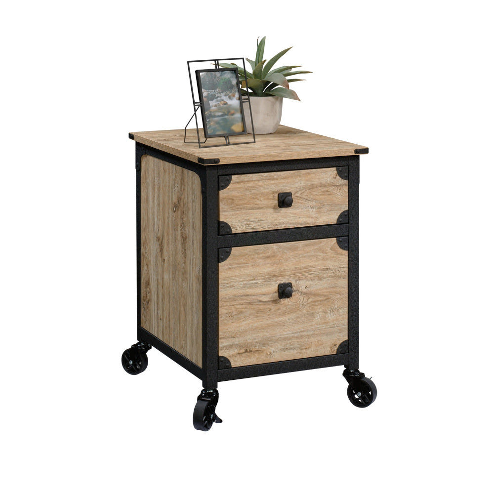 Steel River Pedestal File Cabinet, Metal Accent File Cabinet, Casters for Mobility, Industrial Style - Milled Mesquite Finish