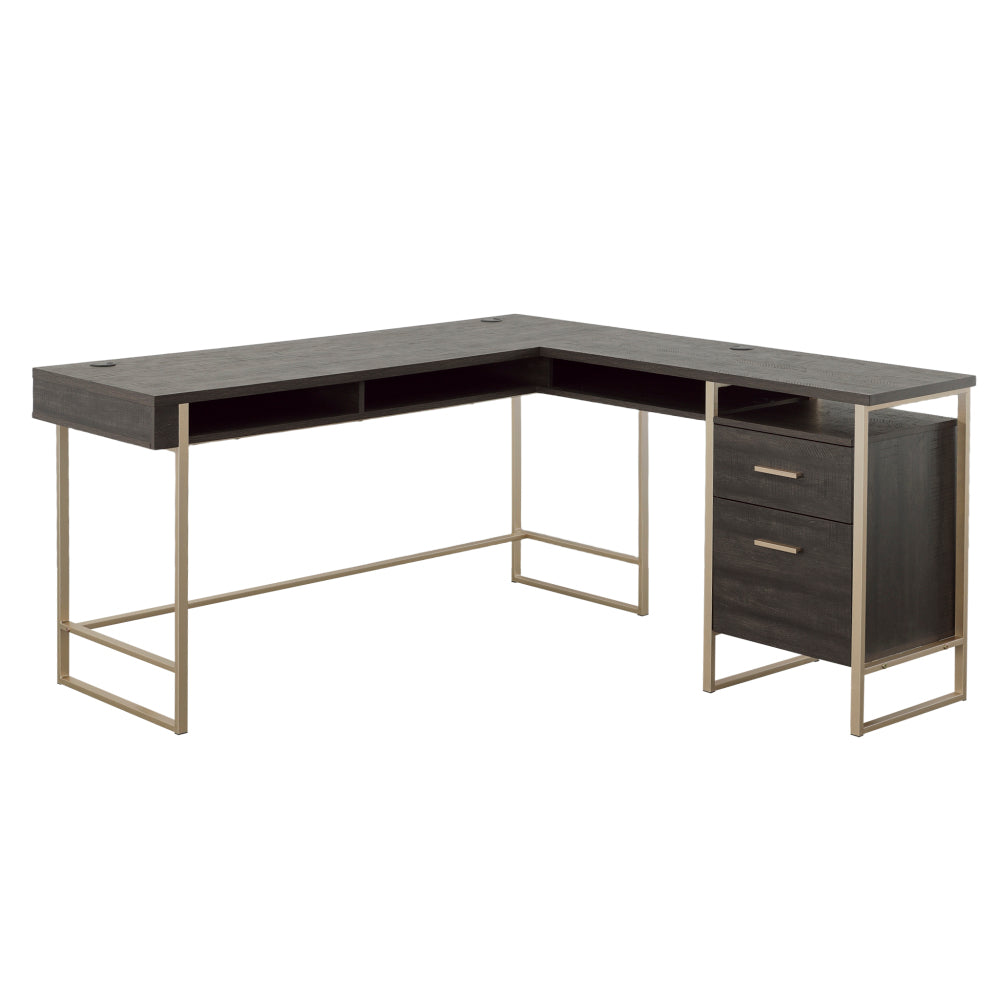 Sauder Walter Heights Engineered Wood L-Desk in Blade Walnut