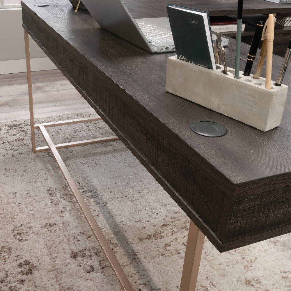 Sauder Walter Heights Engineered Wood L-Desk in Blade Walnut