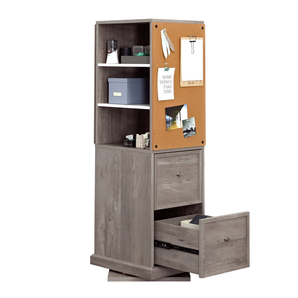 Sauder Craft Pro Series Craft Supplies Storage Organizer 360° Swivel Tower in Mystic Oak Finish