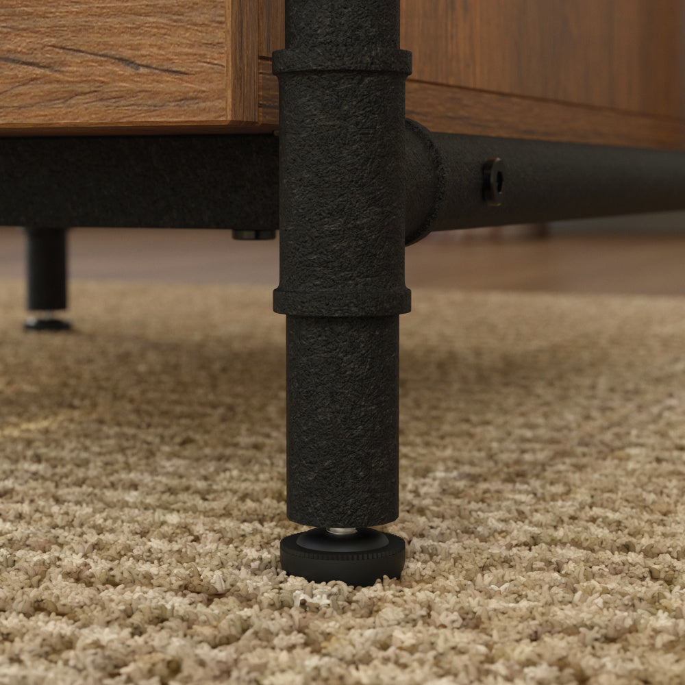 Sauder Iron City L Desk, Checked Oak Finish