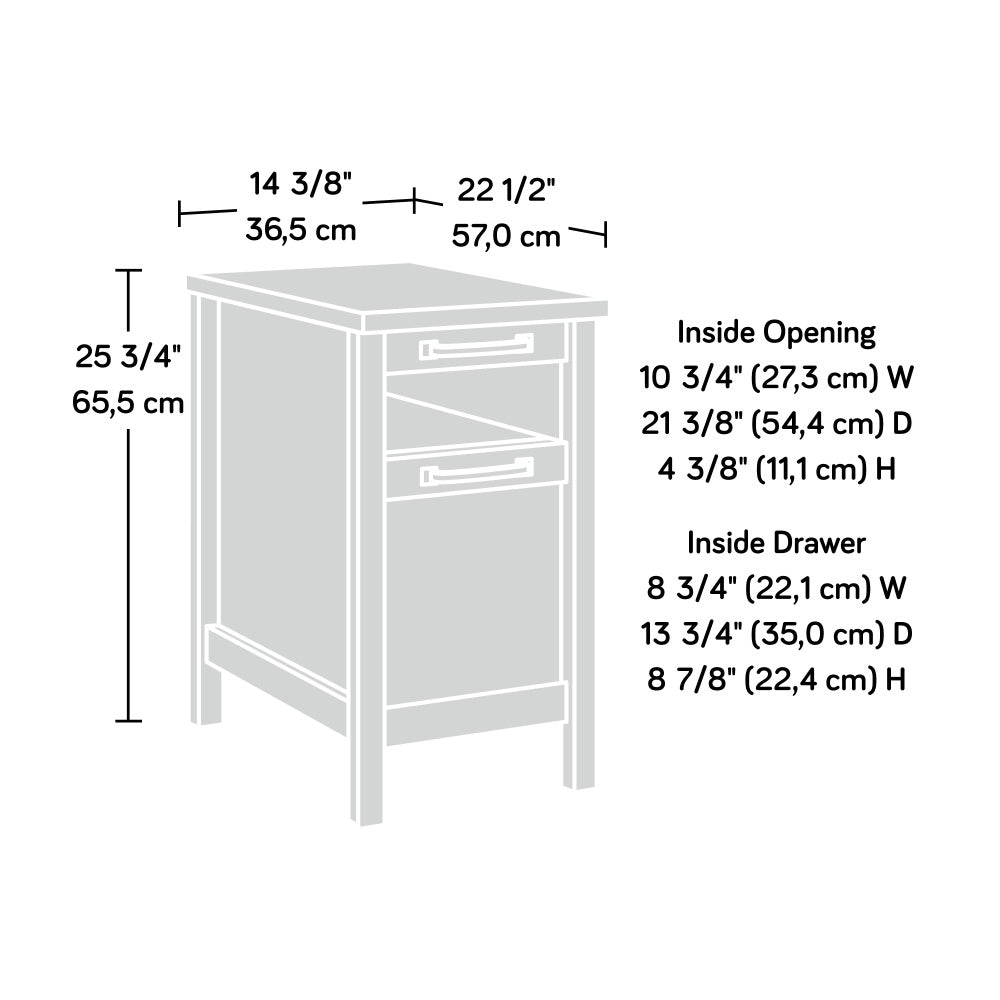 Sauder Cannery Bridge Narrow Side, Nightstand, End Table, L: 14.37" x W: 22.44" x H: 25.83", Mystic Oak