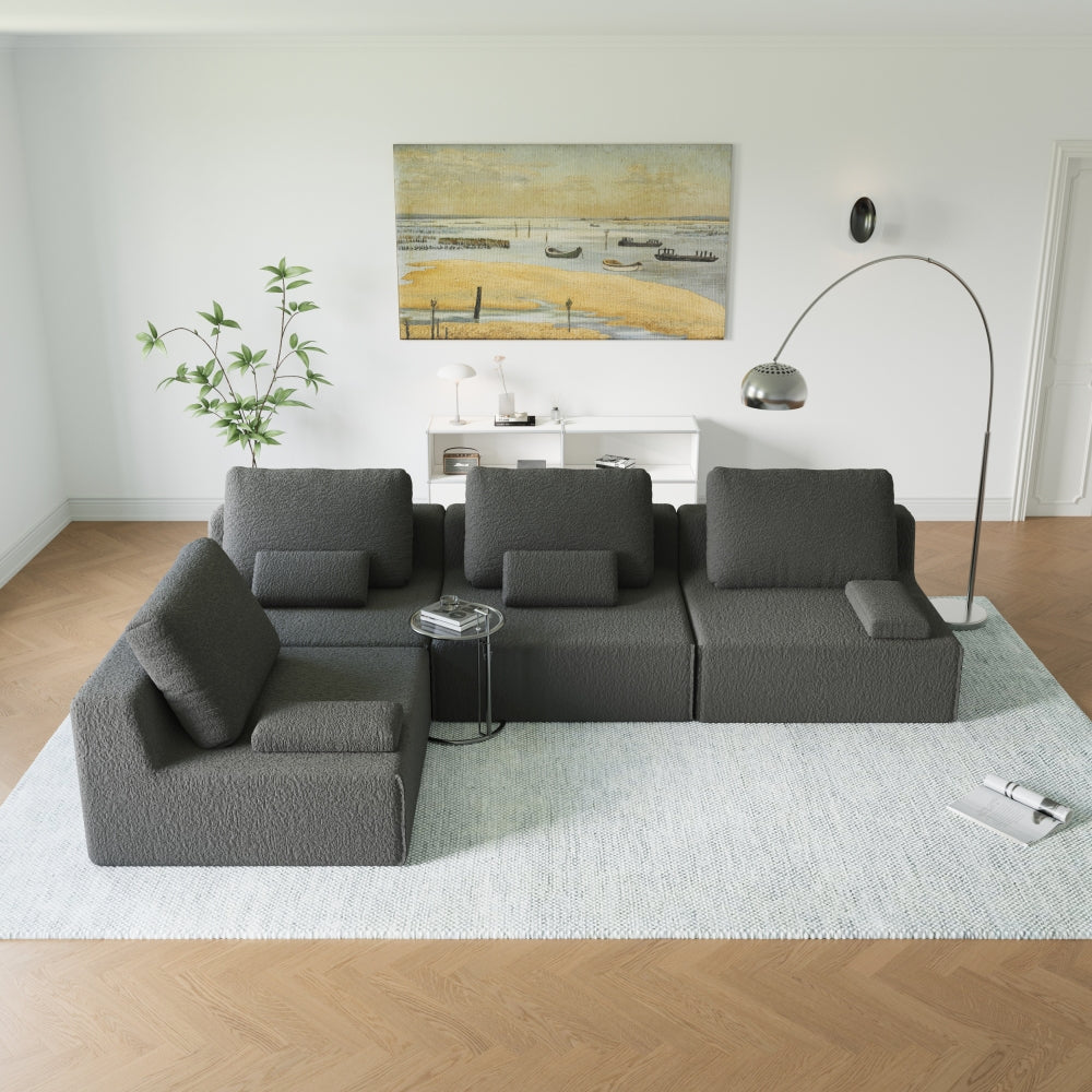 Oversized Modular Sectional Sofa,Luxury Boucle Floor Couch Set,Convertible Compressed Couch,Spacious Foam-Filled Sofa for Living Room, Free Combination,3 Colors