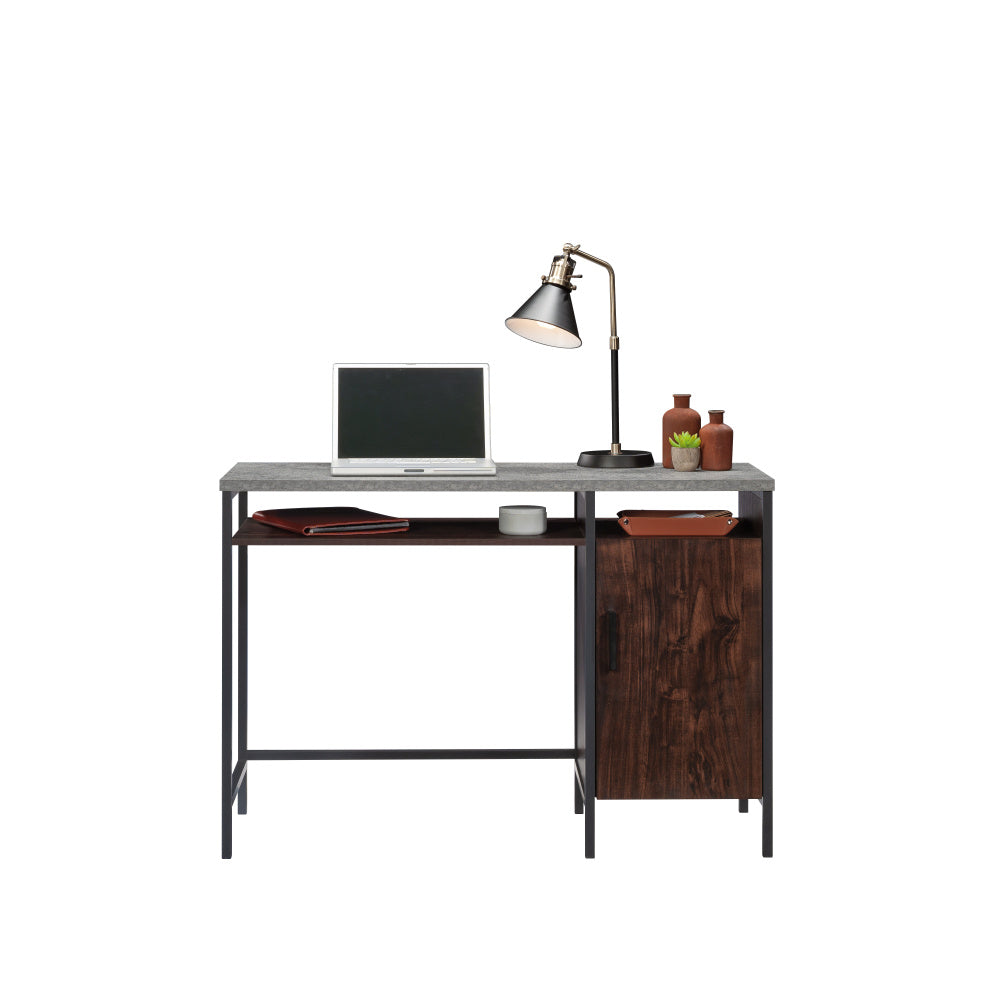 Sauder Market Commons Single Pedestal Desk, Rich Walnut Finish