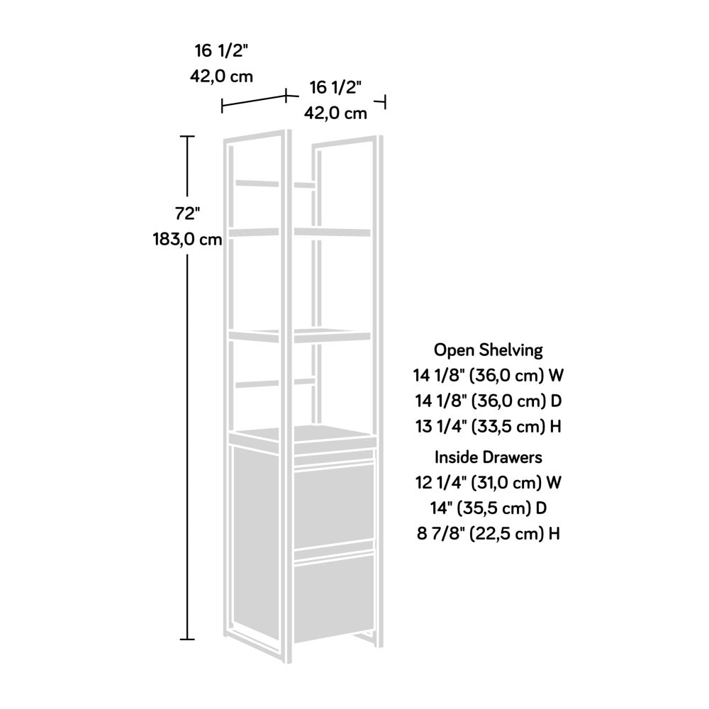 Manhattan Gate 2-Shelf Narrow Bookcase Mystic Oak