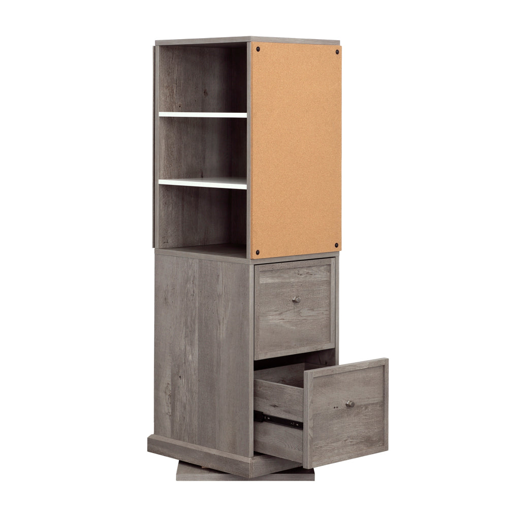Sauder Craft Pro Series Craft Supplies Storage Organizer 360° Swivel Tower in Mystic Oak Finish