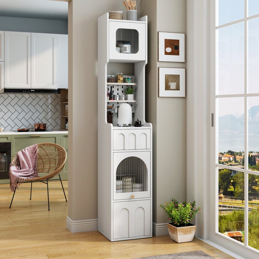 White Sideboard Storage Cabinet – Stylish & Multi-Functional with Glass Doors