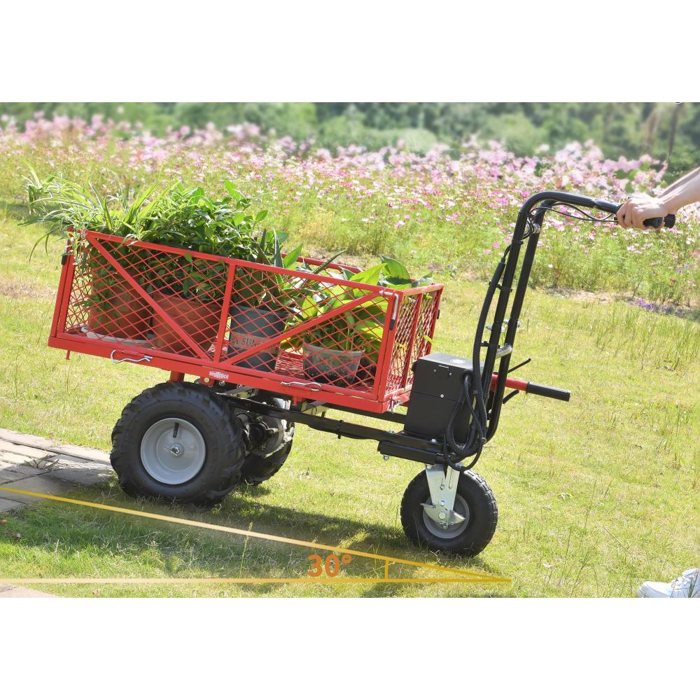 Wheelbarrow Utility Cart Electric Powered Cart 48V28Ah 500W  Capacity 500lbs (230kg)  Material Hauler 1000lbs Towing
