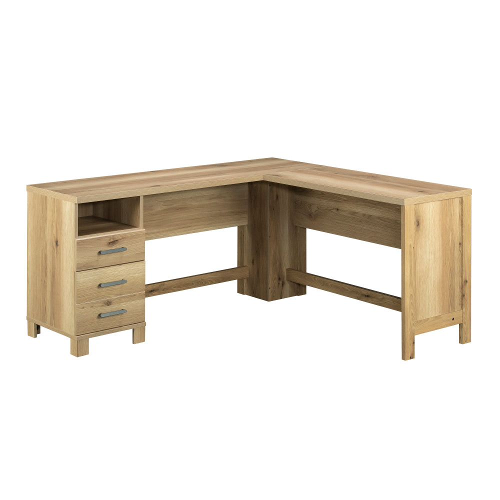Sauder 434913L-Shaped Desk with Open Shelf in Timber Oak