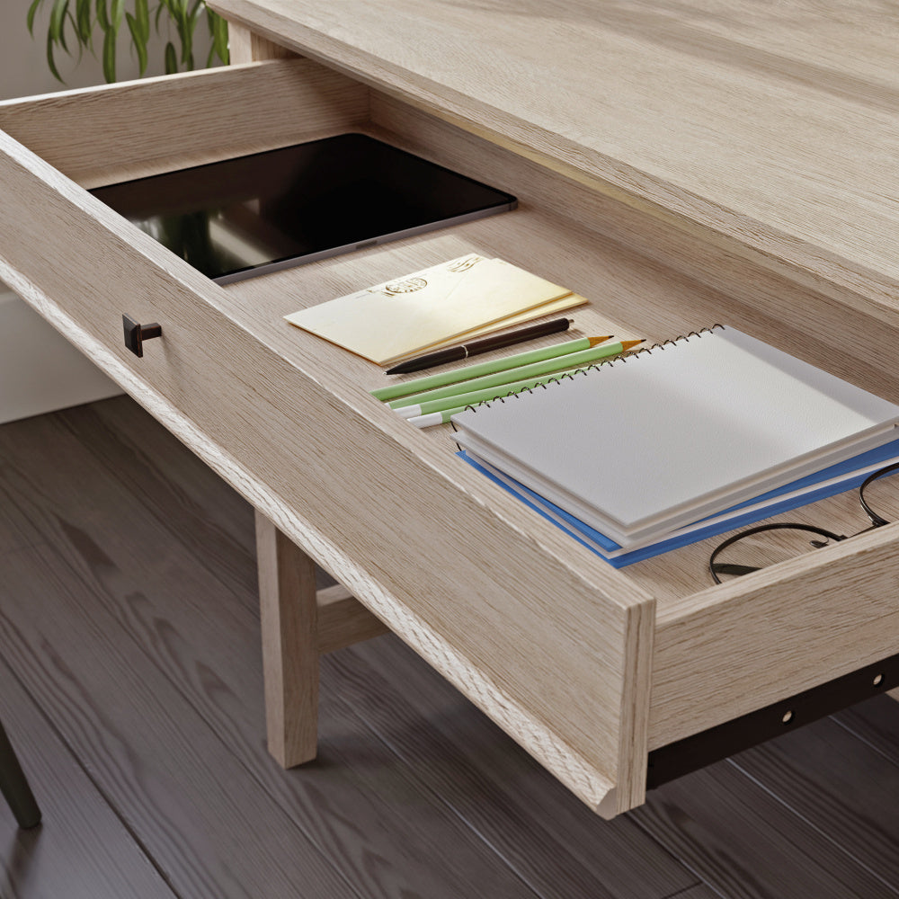 Sauder East Adara Single Pedestal Desk, Cascade Oak Finish
