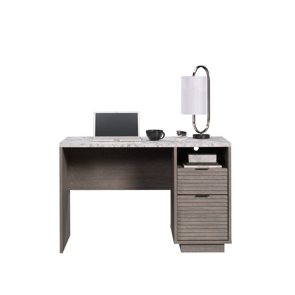 Sauder East Rock Contemporary Single Ped Desk, L: 47.17" x W: 23.47" x H: 30.00", Ashen Oak Finish