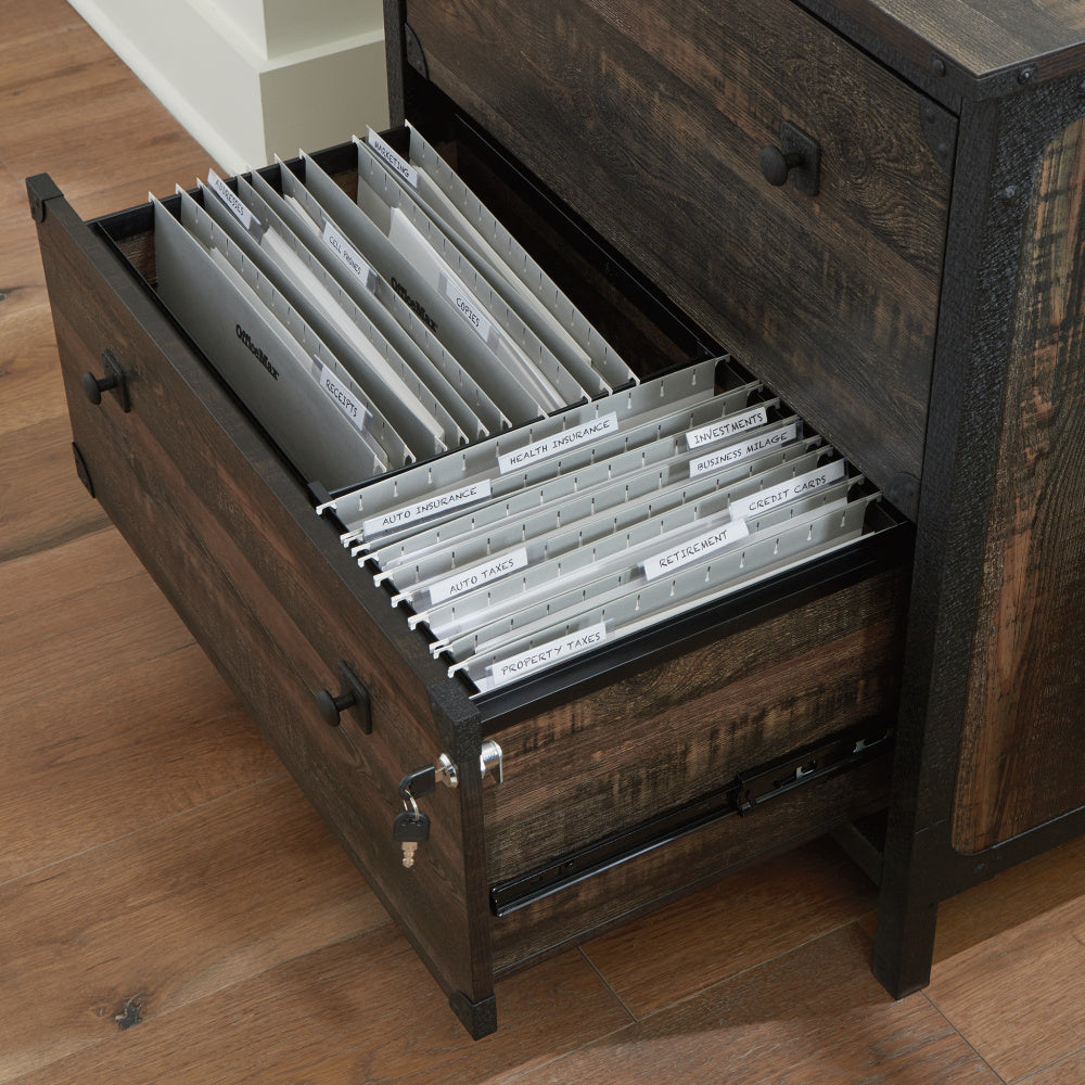 Sauder Steel River Lateral File, Carbon Oak Finish