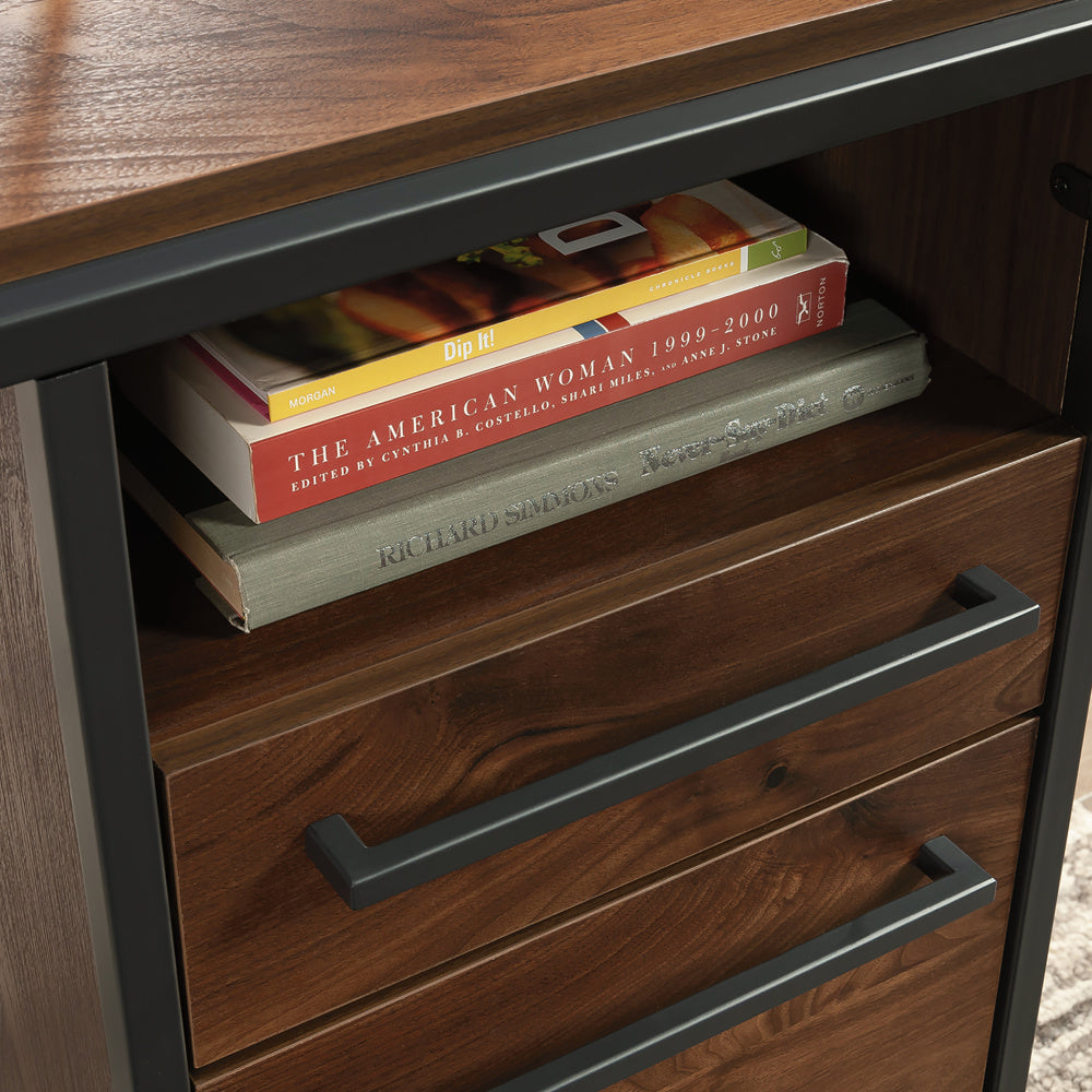 Home Office Desk with Drawers and Open Shelf