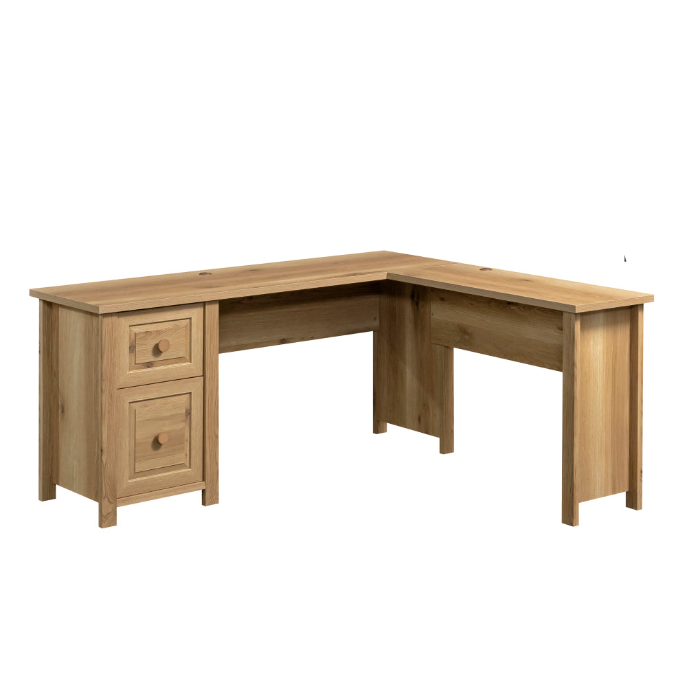 Sauder Hillmont Farm L Desk, Timber Oak Finish