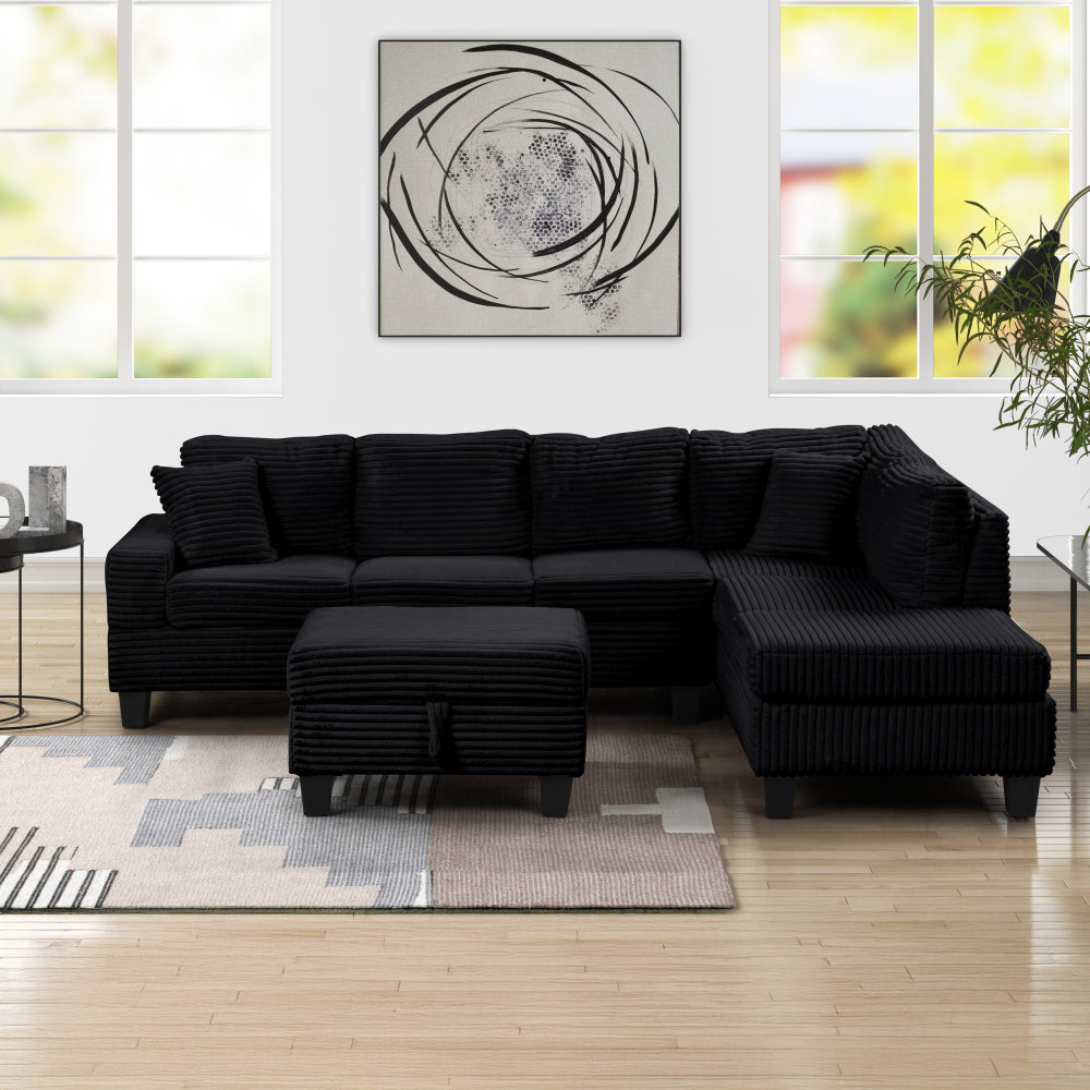 Cozy Modern Style Recliner Sectional Sofa Made With Wood in Black