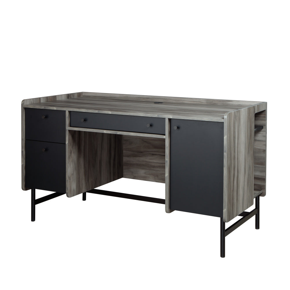 Sauder Harvey Park Double Pedestal Desk, Jet Acacia Finish