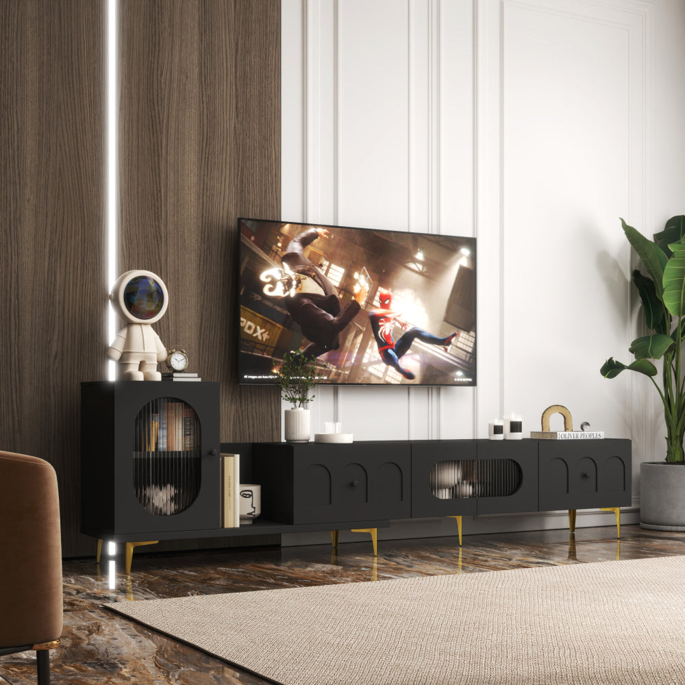 Entertainment TV Stand, Large TV Stand TV Base Stand with LED Light TV Cabinet.