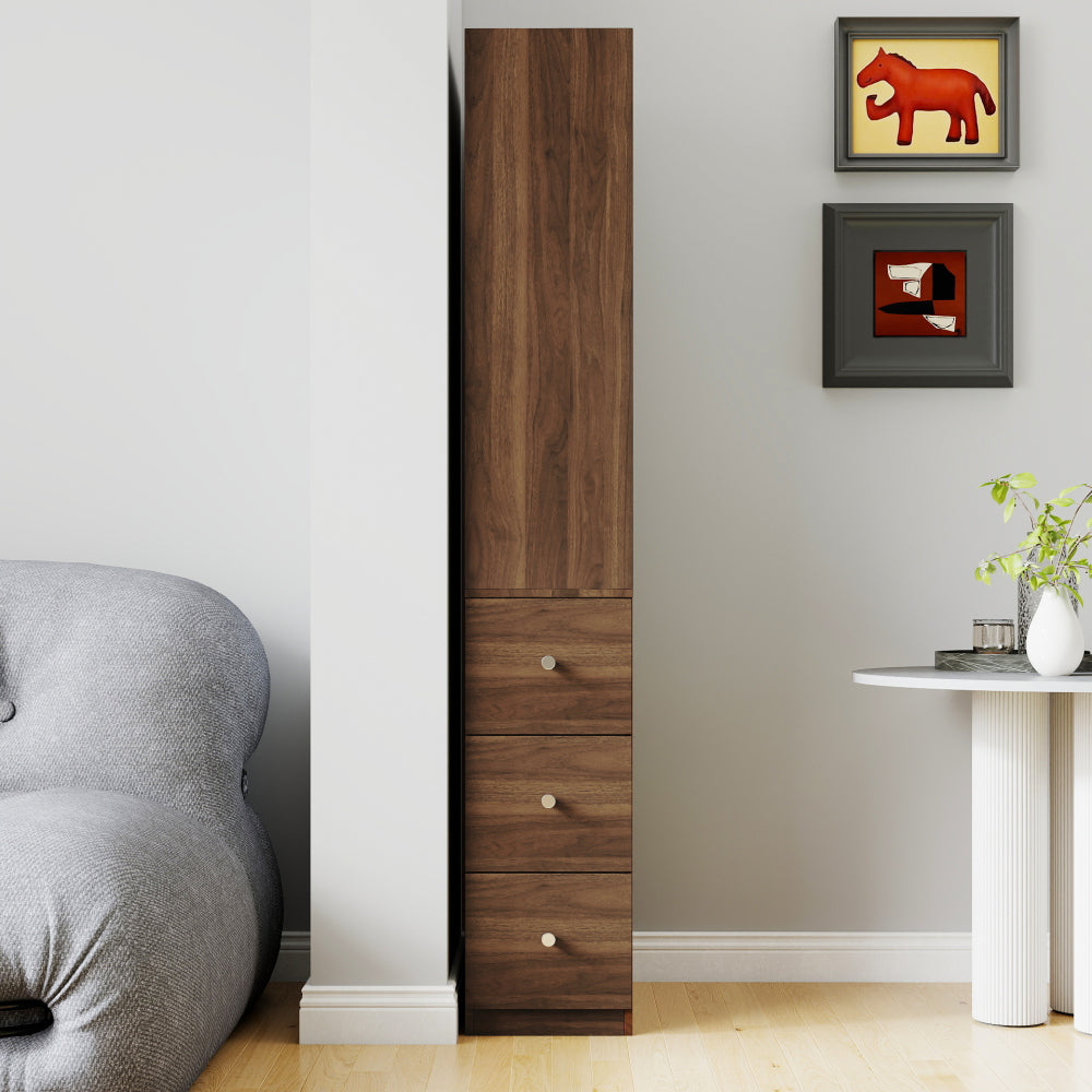 70.87" H Display Storage  Cabinet , 4-Tier Shelf, 3 Side Drawers , Modern Wooden Tall Bookshelf Bookcase for Living Room Home Office