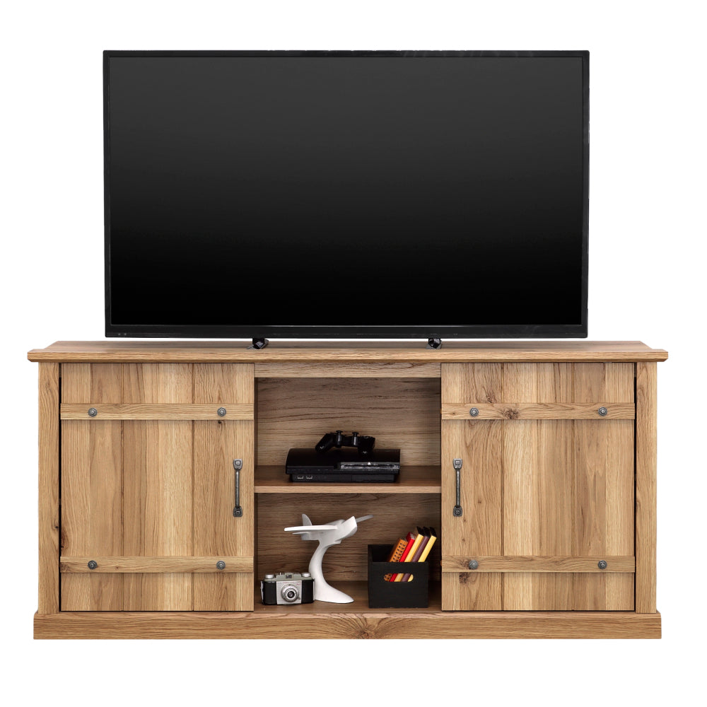 TV Credenza with Sliding Doors in Timber Oak