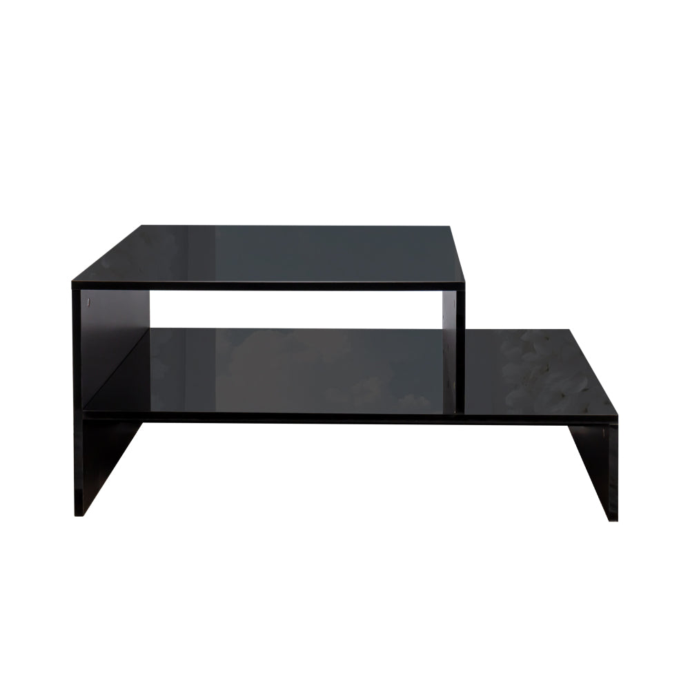 Coffee table with unique architectural shape,black