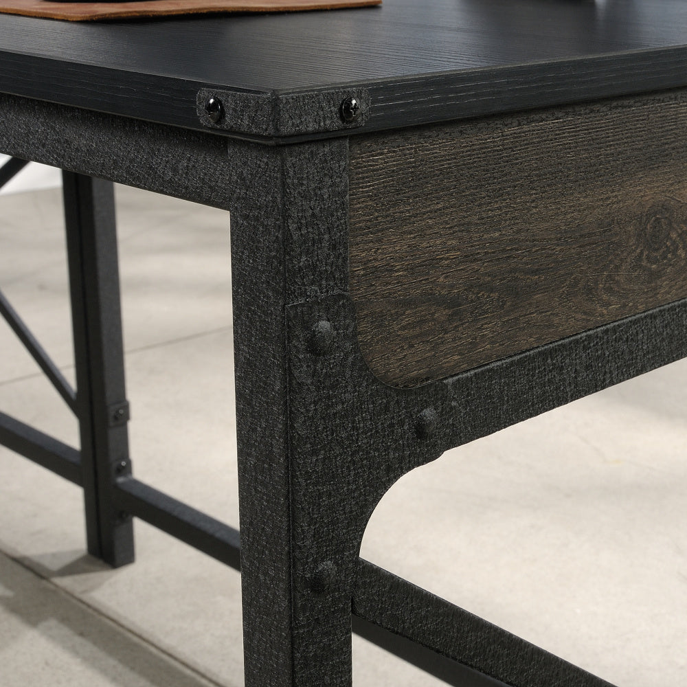 Sauder Foundry Road Engineered Wood/Metal 42" Desk Return in Carbon Oak