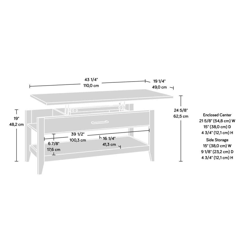 Sauder Summit Station Laurel Oak Lift-Top Coffee Table, Laurel Oak Finish