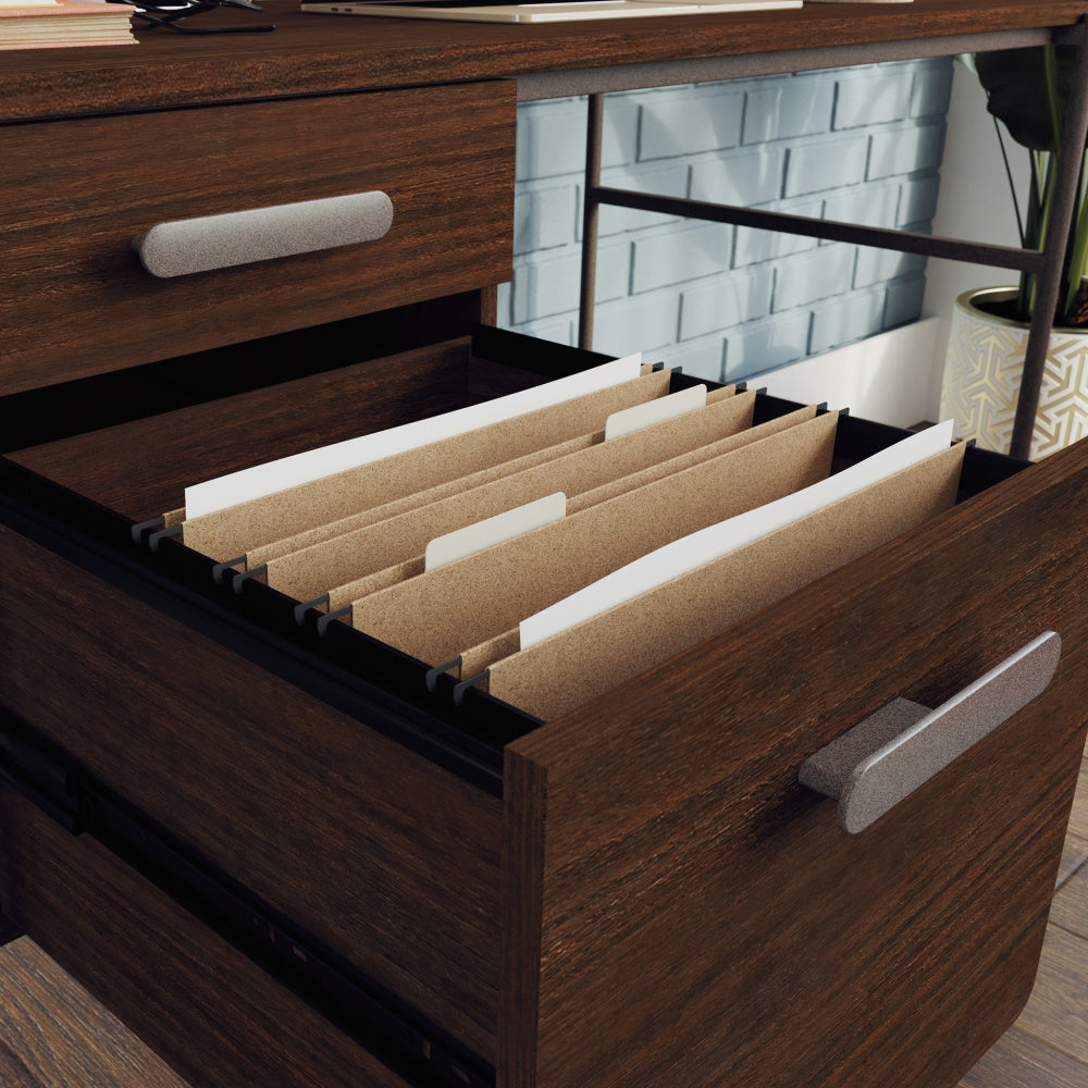 Sauder Radial Single Ped Desk, Umber Wood Finish