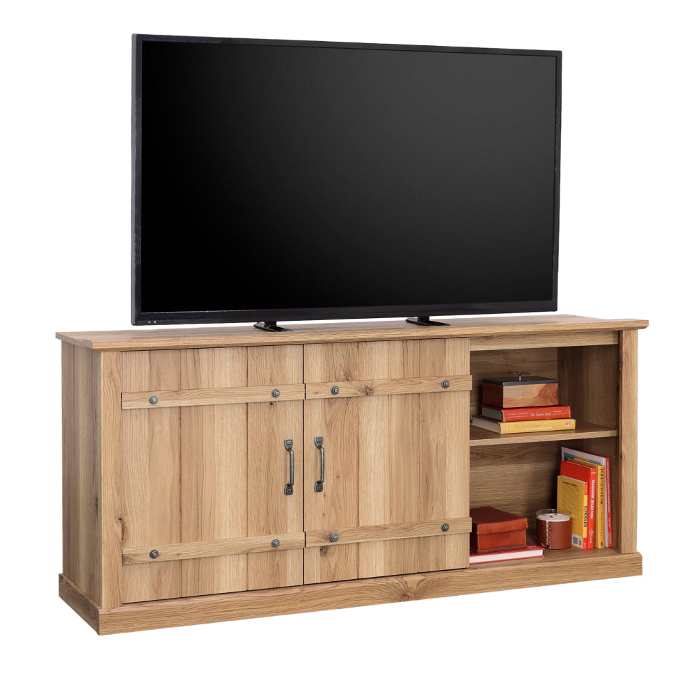TV Credenza with Sliding Doors in Timber Oak