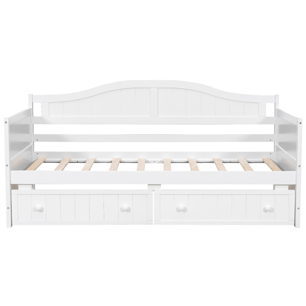 Twin Wooden Daybed with 2 drawers, Sofa Bed for Bedroom Living Room,No Box Spring Needed,White(OLD SKU:WF192860AAK)
