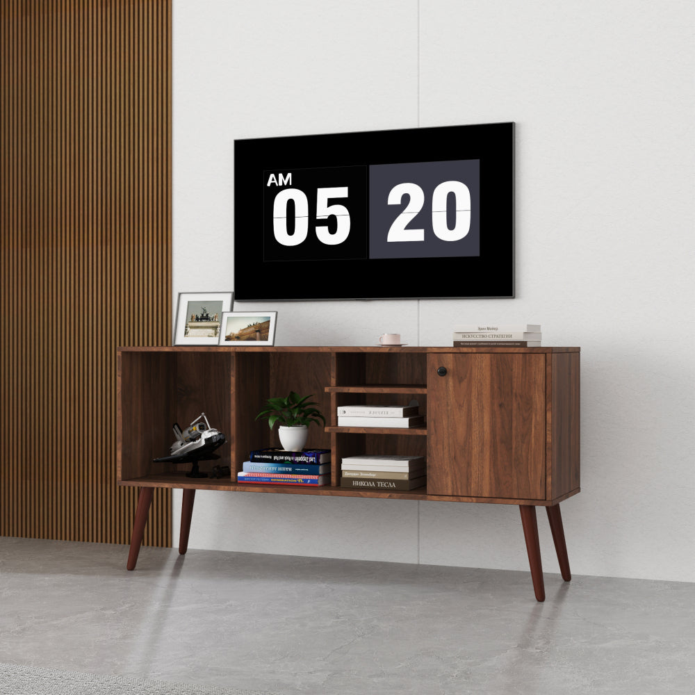 TV Stand Use in Living Room Furniture with 1 storage and 3 shelves Cabinet