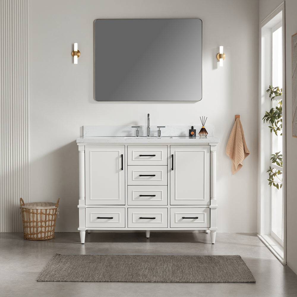 Fully Assembled 48'' Freestanding Single Bathroom Vanity with 2 Free Handle Sets